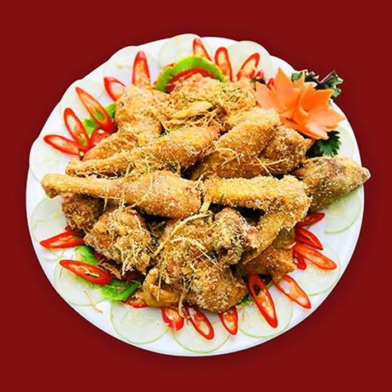 Món gà rang muối Nhà hàng cá hồi Phương Linh