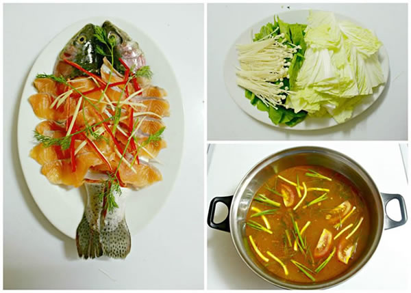 Món lẩu cá hồi Nhà hàng Phương Linh